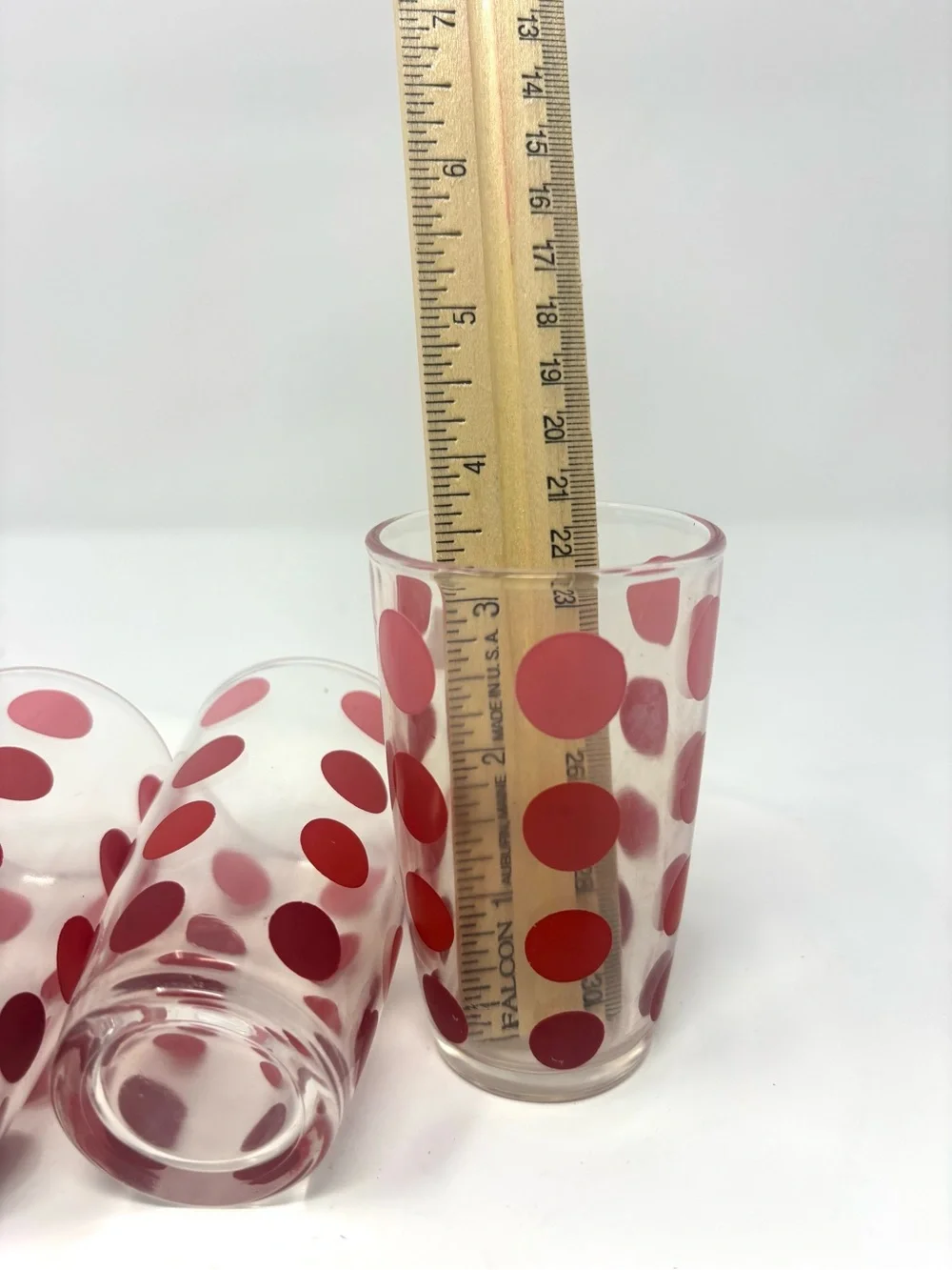 Vintage Red Polka Dot Glass Tumbler Set - Vintage
